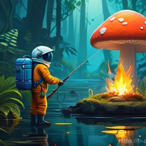 Home 25 어몽어스 신규 태스크 소개 - **Among Us Fungle Exploration: Marshmallow Grill & Fishing Adventure**
"An intricate illustratio...